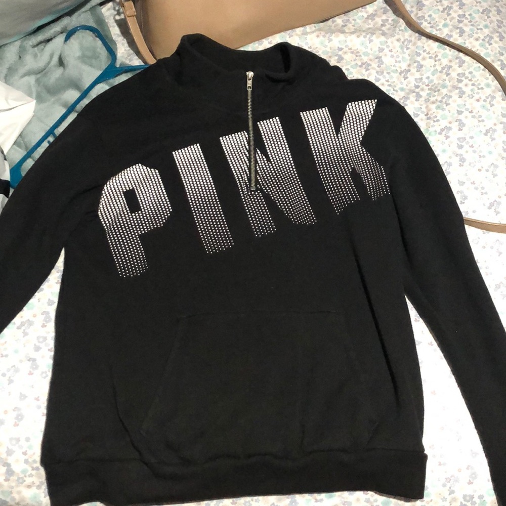 PINK half zip crew neck